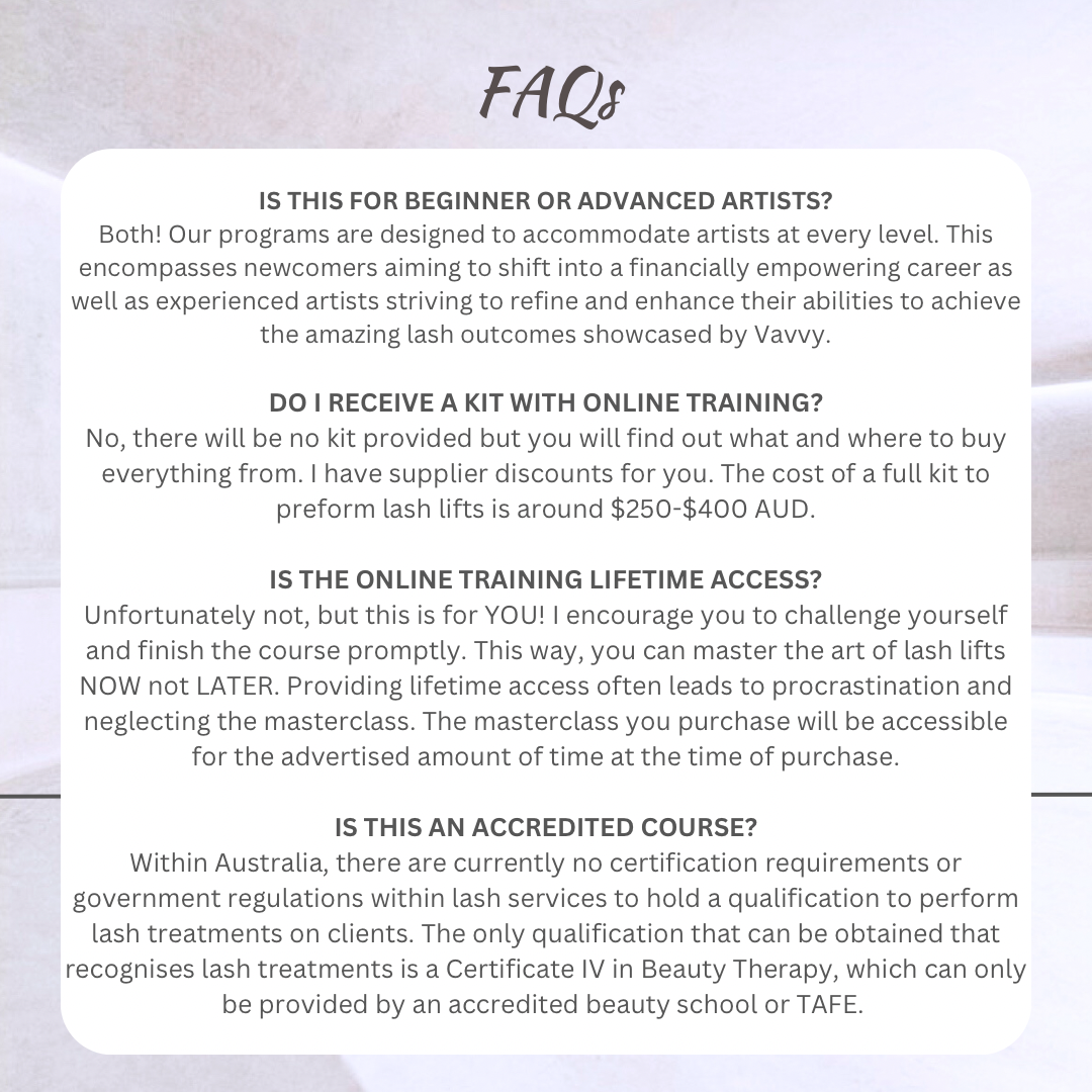 Frequently asked questions about lash lift training